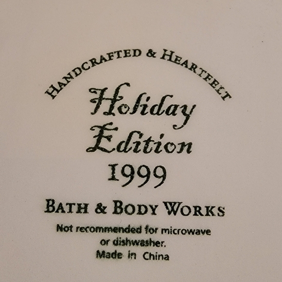 Bath& Body Works 1999 Holiday Edition Hunter Green Bowl Silver Trees & Rim - Picture 6 of 10
